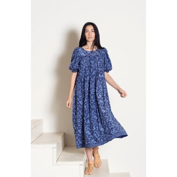 Natalie Martin Silk Blue Floral Midi Dress – Women’s Size XS - Picture 1 of 7